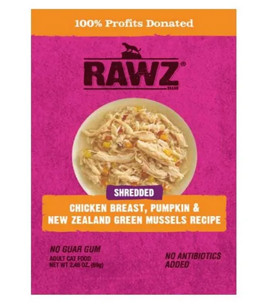 8/2.46 oz. Rawz Shredded Chicken Breast, Pumpkin & Nzgm - Food